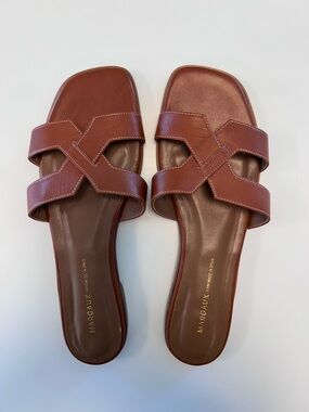 Margaux MX  Chestnut Leather Crossover Slide Mules - size 39 brand new!
